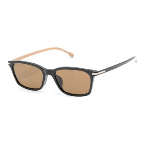 BOSS Переработанный ацетат Прямоугольные Солнцезащитные очки Мужские Черные