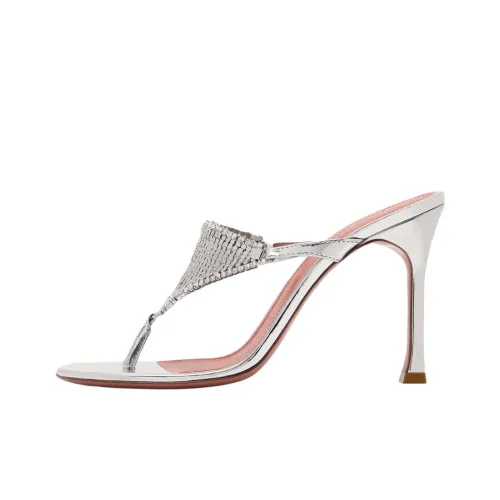 AMINA MUADDI Шлепанцы 9,5 см Женские Серебряные