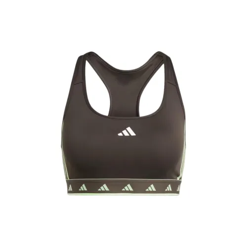 Adidas POWERREACT Тренировки HYPERGLAM Цвет POP Бюстгальтер Женские Темная тень Оливковый Зеленый Искра