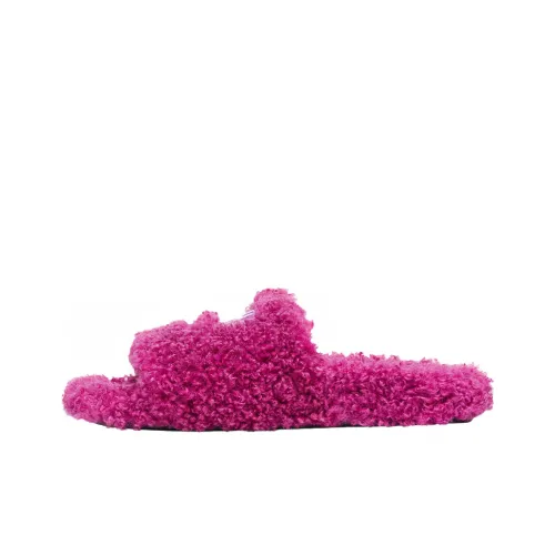 Balenciaga Furry Cities Paris Слипоны Женские Неоновый Розовый