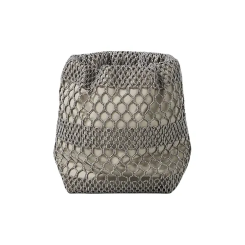 BRUNELLO CUCINELLI Precious Net Вышивка Сумка-ведро Сумка через плечо Женская Тауповая