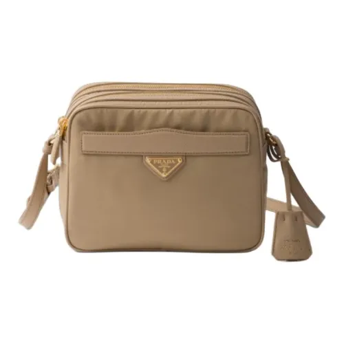 PRADA RE Edition Переработанный нейлон с кожаными вставками Сумка через плечо Сумка на плечо Женская Верблюжий коричневый
