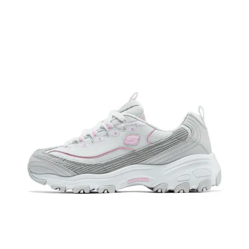 Skechers D'LITES 1,0 Дышащая Поддержка Низкий Верх Беговые Кроссовки Женские Серый Розовый