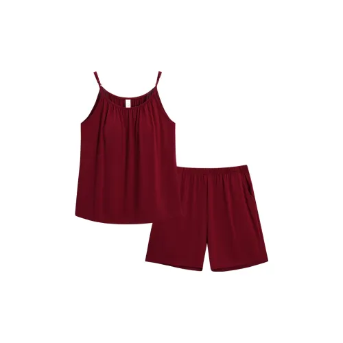 Sha Qian Пижамный комплект Летний Женский Бордовый