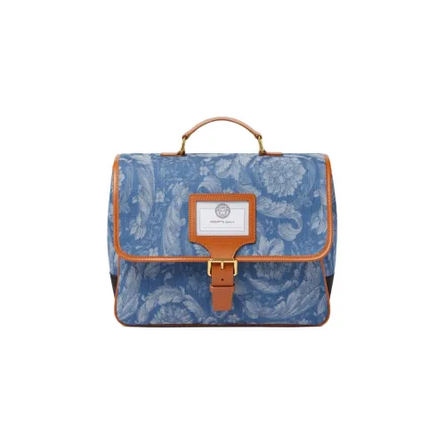 VERSACE Barocco Хлопок с коровьей кожей рюкзак стандартный детский синий