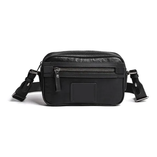 DOSRFINI Сумка через плечо из натуральной коровьей кожи мужская черная