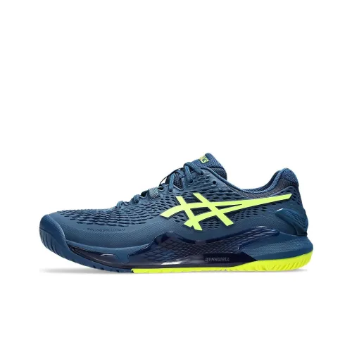 Asics Gel Resolution 9 Low Топ Теннисные Кроссовки Мужские Синие Желтые