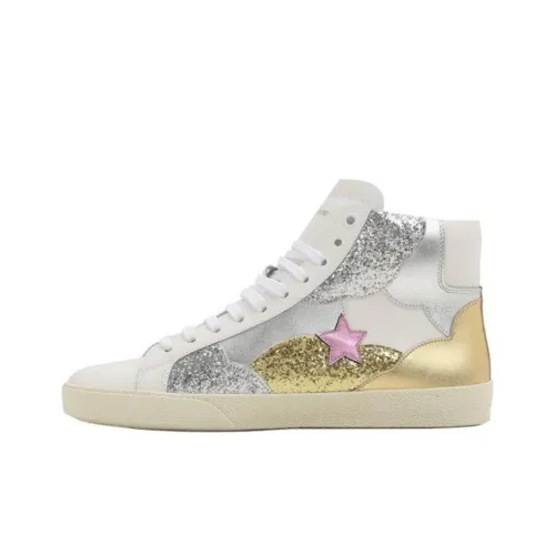 SAINT LAURENT Высокие кроссовки для скейтбординга женские золотые