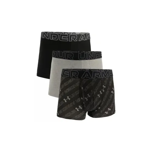 Under Armour Черный + Серый + Черный Буква 3 Упаковка Мужские Боксеры