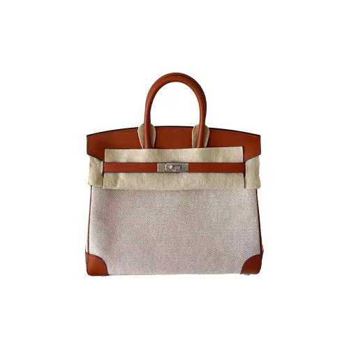 HERMES Birkin Холст и Кожа Сумка Холст Сумка Женская 6C Тыква