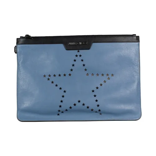 Jimmy Choo Кожаный клатч мужской светло-синий