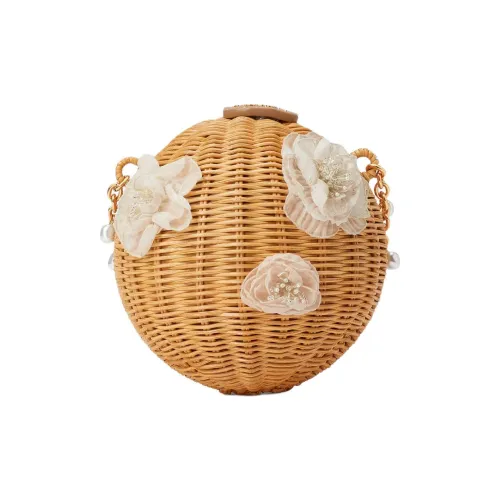 Kate Spade Прутья ивы Маленькая круглая сумка сумка через плечо женская естественный цвет