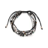 Этнический стиль Многослойный Браслет-шнурок - Серый Черный