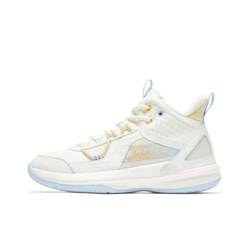 QIAODAN Амортизаторы Lower Skirt Устойчивый к истиранию MID Топ Баскетбольные кроссовки Мужской Бежево-синий