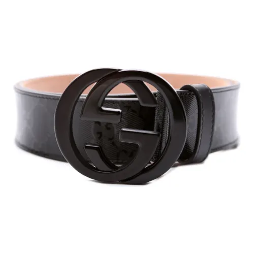 GUCCI Logo Дизайн Smooth Clasp Кожаные ремни Мужской Черный