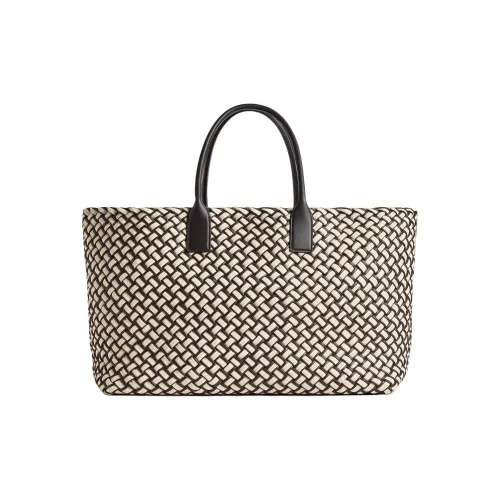 Bottega Veneta Кожа Панелированная Холстовая Тоут Сумка Сумка для покупок Сумка Men's Natural Коричневый