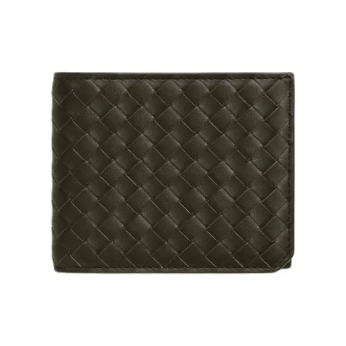 Bottega Veneta Intrecciato Телячья кожа Кошелек Маленький Мужской Темно-коричневый