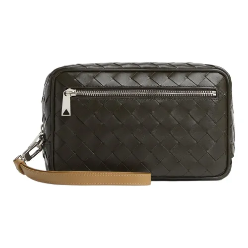 Bottega Veneta Intrecciato Телячья кожа Клатч Маленький Мужской Оливково-зеленый