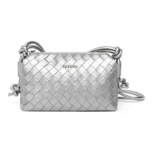 teenmix Коровья кожа с синтетической кожей сумка на плечо маленькая женская черный космический серебристый экрю
