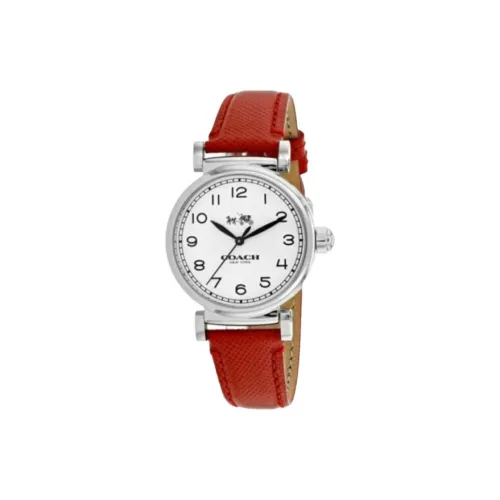 COACH Наручные часы Кварцевый механизм Кожаный ремешок 32 мм Белый циферблат Женские часы
