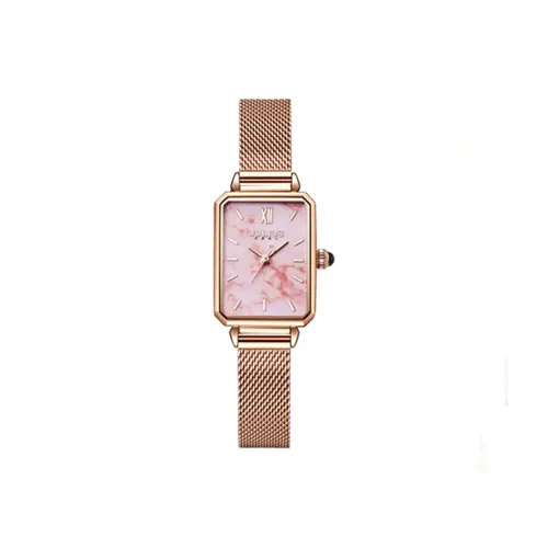 JULIUS JL Маленький Квадратный Таблиец Кварцевый Механизм Нержавеющая Сталь Ремешок Часы Женские Розовый Циферблат