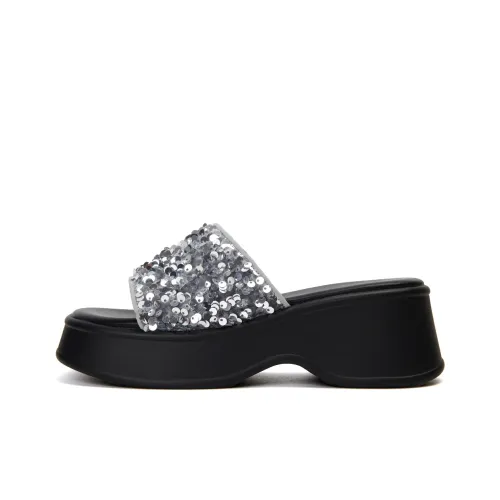 PT'SON ПУ (полиуретан) Полиуретан Блестки Противоскользящие Слипоны Женские