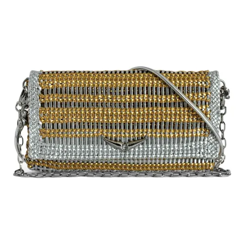 Zadig Voltaire Телячья кожа Одно плечо Через плечо Клатч Женский Золотой Серебряный