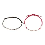 Бамбук Радость Пара Браслет (Черный и Белый + Красный и Белый)
