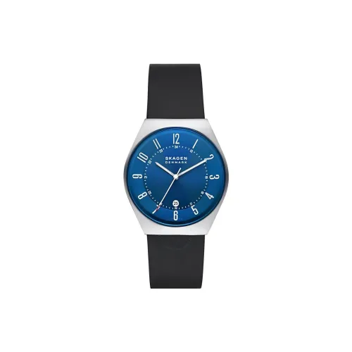 SKAGEN Grenen Collection Мужские часы Кварцевый механизм Кожаный ремешок 37 мм Синий циферблат