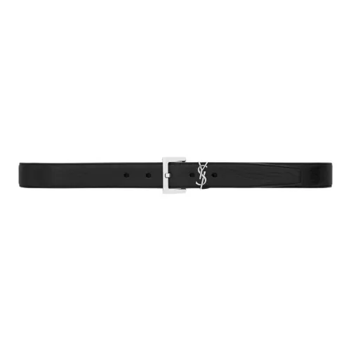 SAINT LAURENT Sheepskin Leather Belts Unisex Black Width 3cm SAINT LAURENT Овчина Кожаные ремни Унисекс Черный Ширина 3 см