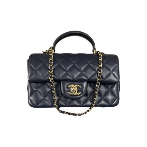 CHANEL Classic Flap CF Кожа Сумка с клапаном Сумка через плечо Сумка через плечо Женская Морской синий