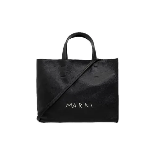 MARNI Museo Soft Телячья кожа Тоут Сумка Сумка для покупок Сумка через плечо Сумка Маленькая Женская Черная