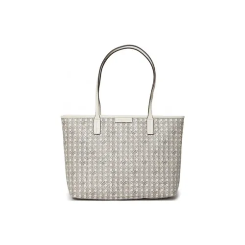 TORY BURCH Покрытый холст Комбинированная сумка Тоут сумка Сумка для покупок Сумка через плечо Маленькая женская сумка цвета слоновая кость