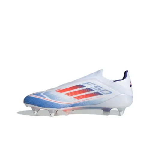 Adidas F50 Мягкая трава противоскользящие устойчивые к истиранию футбольные бутсы унисекс белый красный синий