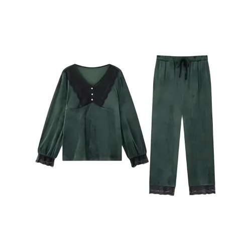 Yiner Life Пижамный комплект женский темно-травяной зеленый