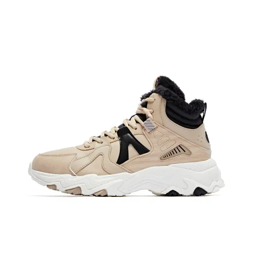 QIAODAN Slip-resistant Abrasion-resistant High Top Беговые кроссовки Мужские Коричневый Черный