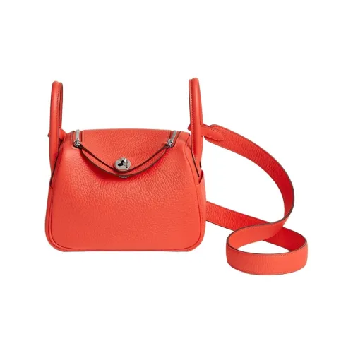 HERMES Lindy Clemence Bullock Кожа Сумка Сумка через плечо Сумка через плечо Мини Женская Апельсиновая