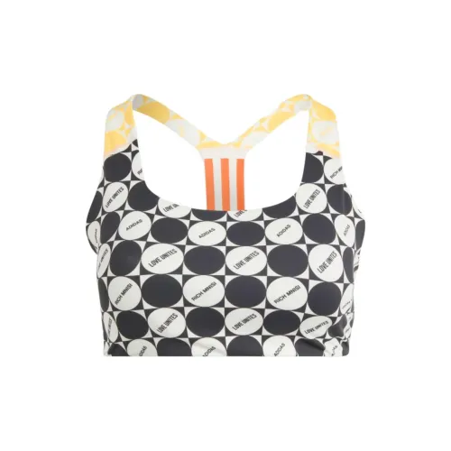 Adidas LOVE UNITES RICH MNISI Средняя поддержка Бюстгальтер Женский Черный Золото