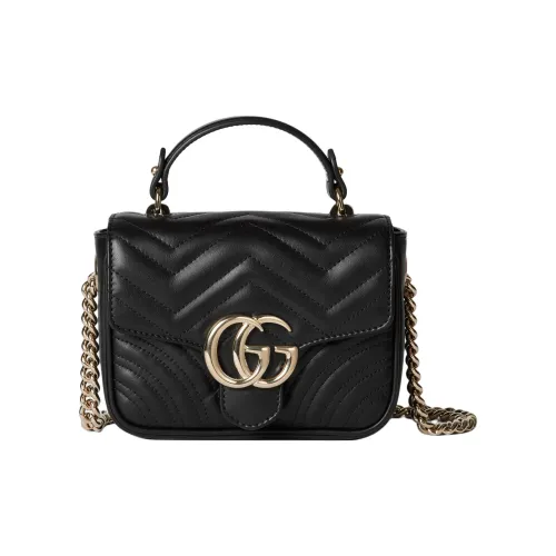 GUCCI GG Marmont Кожа Сумка через плечо Сумка Мини Женская Черная