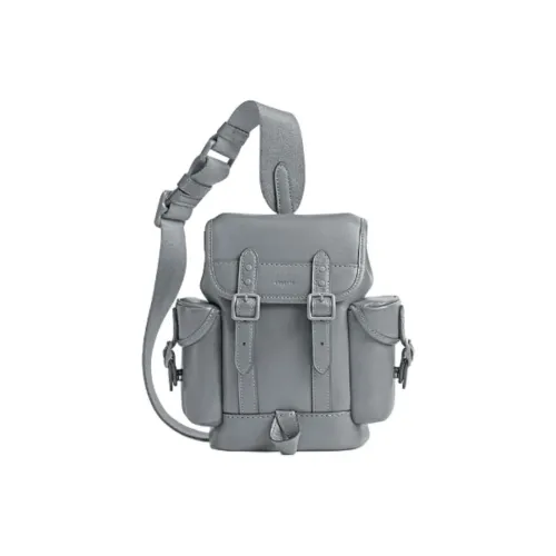 COACH Hitch Коровья кожа Одно плечо Сумка через плечо Sling Сумка Мини Мужская Серый Синий