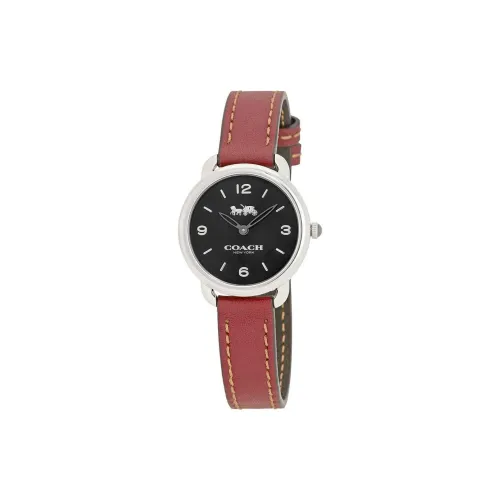 COACH DELANCEY SLIM Collection Женские часы Кварцевый механизм Кожаный ремешок 28 мм Черный циферблат