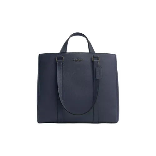 COACH Hudson Утонченный Pebble Pattern Кожа Tote Bag Shopping Bag Large Men's Denim Color