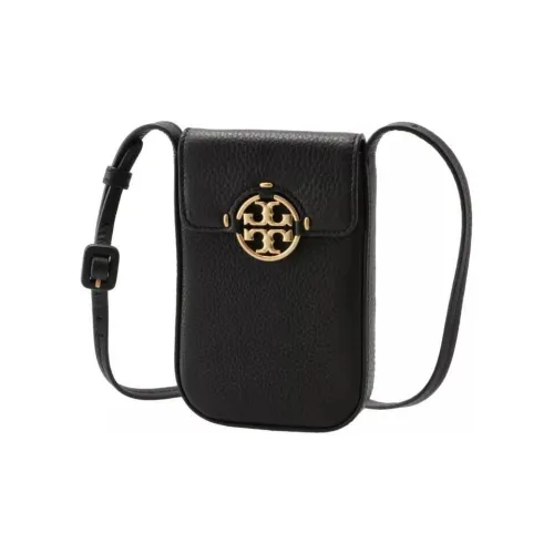 TORY BURCH Miller Кожа Мобильный телефон Сумка через плечо Мини Женские Черный