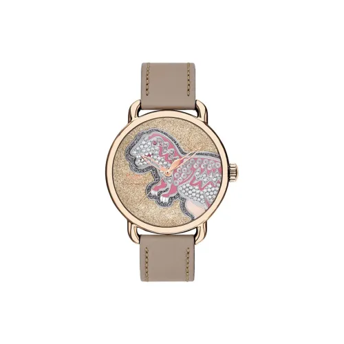 COACH Наручные часы Кварцевый механизм Кожаный ремешок 36 мм Кофейный циферблат Женские часы