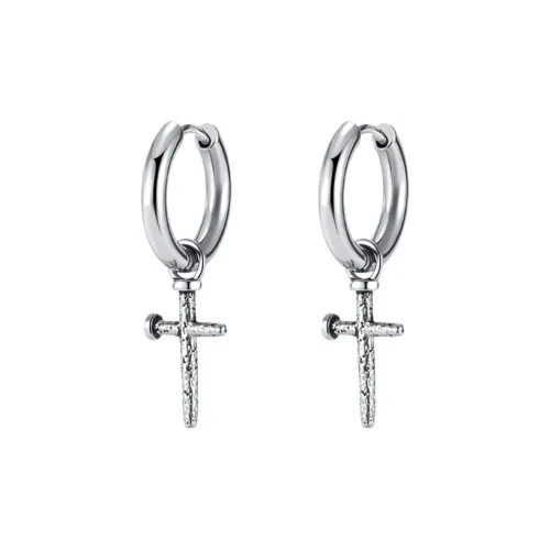 FOREVER MELODY Серьги из титанового стального сплава Мужские Серебряные