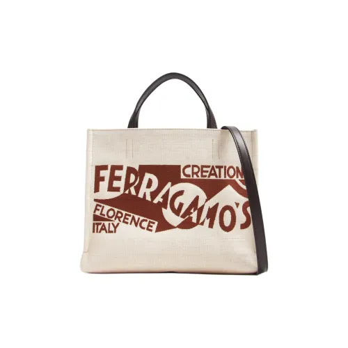 Ferragamo Ткань Тоут Сумка Сумка для покупок Сумка через плечо Сумка Маленькая Женская Бежевая