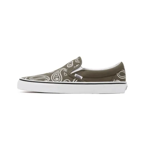 Vans Slip On Series Peace Пейсли Классический Низкий Топ Скейтборд Кроссовки Унисекс Зеленый Белый