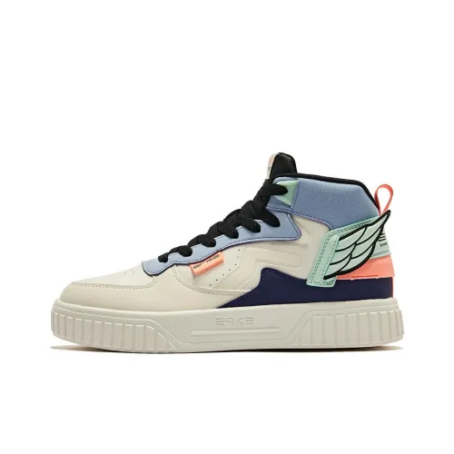 Erke Slip-Resistant Abrasion-Resistant MID Топ Скейтборд Кроссовки Женские Бежево-Фиолетовые