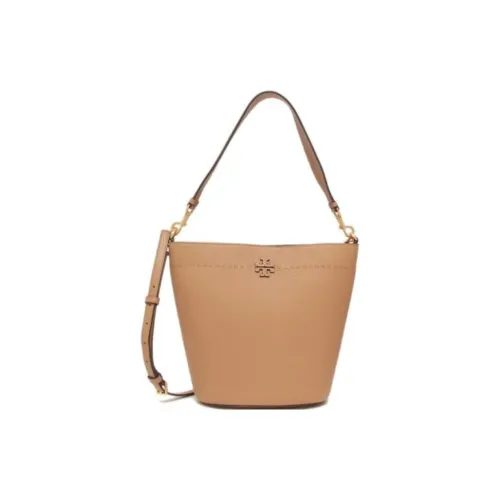 Tory Burch McGraw Кожаная сумка ведрообразной формы портативная сумка через плечо женская коричневая