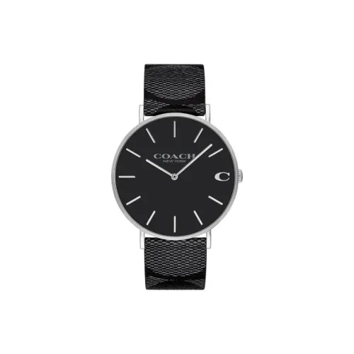 COACH Charles Наручные часы Кварцевый механизм Кожаный ремешок 41 мм Черный циферблат Мужские часы